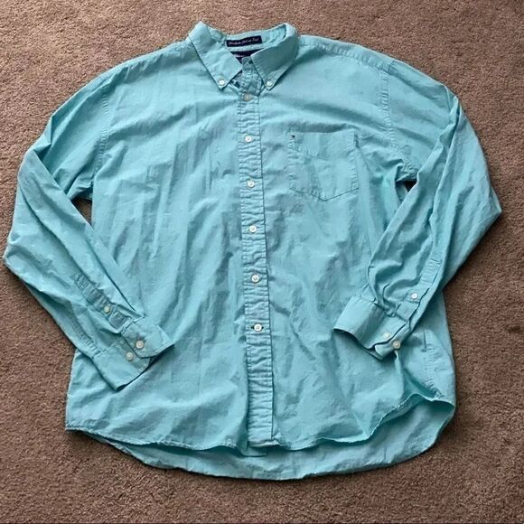TOMMY HILFIGER seafoam blue button down shirt - Picture 1 of 5